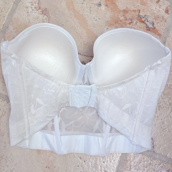 Le Mystere Bustier womens 36G Cream Lace underwire Padded Wedding Event Fancy - Picture 4 of 9